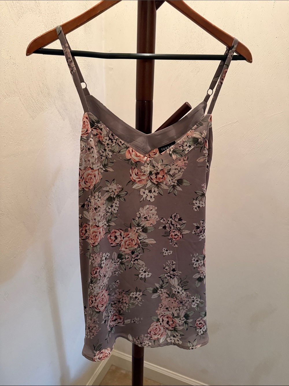 torrid Mauve Floral Cami with Pink Rose Accents